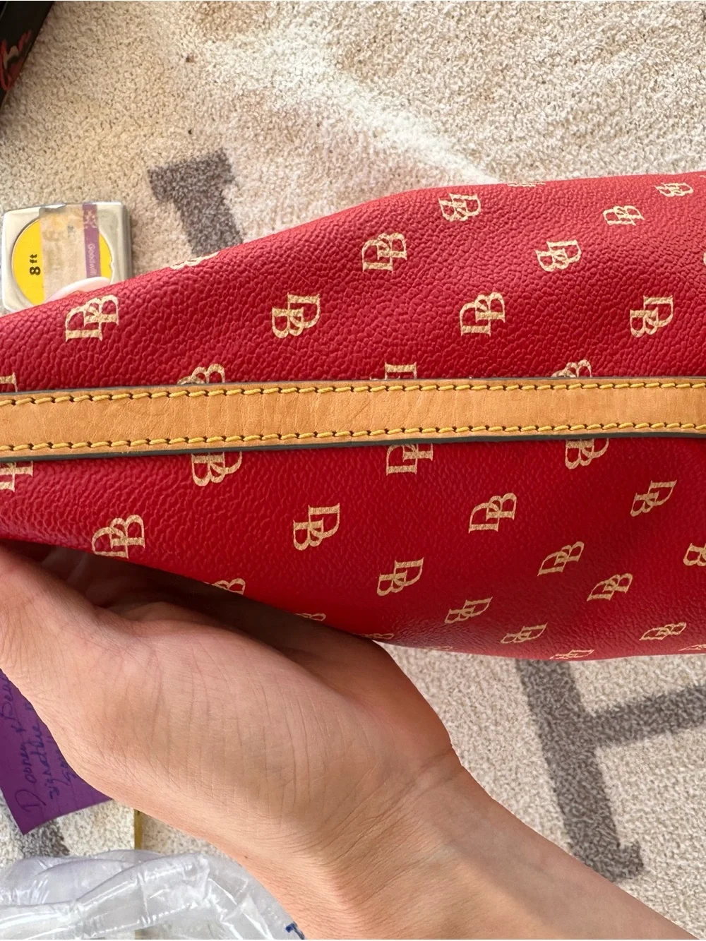 Dooney & Bourke Red Monogram Hobo Shoulder Bag